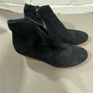 Kork-Ease Black Suede Ankle Booties